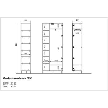 Antracitovosivá šatníková skriňa 82x202 cm Ceduna – Germania - Image 7
