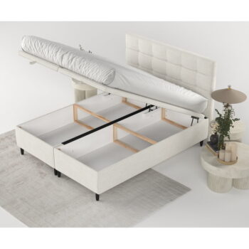 Krémovobiela čalúnená dvojlôžková posteľ s úložným priestorom 160x200 cm Senses – Maison de Rêve - Image 6