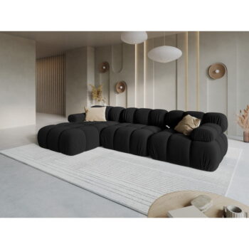 Čierna zamatová pohovka 285 cm Bellis – Micadoni Home - Image 7