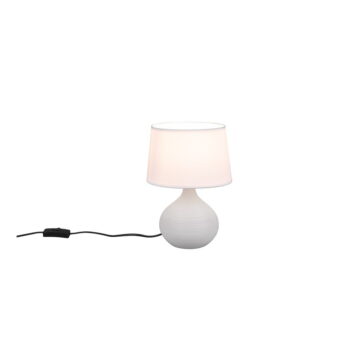 Bielo-hnedá stolová lampa z keramiky a tkaniny Trio Martin, výška 29 cm - Image 2