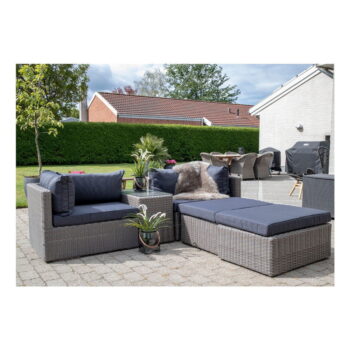 Tmavosivý záhradný lounge set z umelého ratanu pre 3 Rossi – House Nordic – Obrázok 7