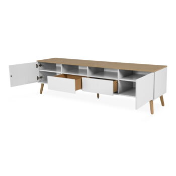 Biely TV stolík s detailmi v dekore dubového dreva Tenzo Dot, šírka 192 cm - Image 5