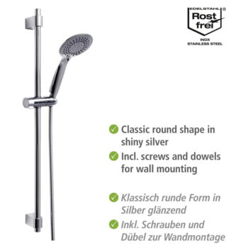 Sprchový set z nerezovej ocele v lesklej striebornej farbe 66 cm Young - Wenko - Image 4