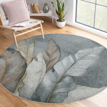 Zeleno-sivý prateľný okrúhly koberec ø 120 cm Dusty Leaves – Mila Home - Image 11
