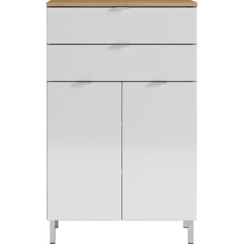 Biela skrinka s dubovým dekorom Germania Mauresaa, výška 97 cm - Image 2