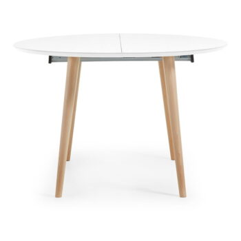 Biely rozkladací jedálenský stôl s bielou doskou ø 120 cm Oqui – Kave Home – Obrázok 3