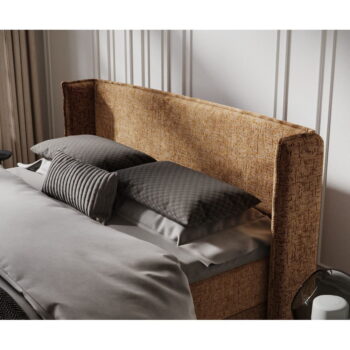 Oranžová boxspring posteľ s úložným priestorom 200x200 cm Passion – Maison de Rêve - Image 10