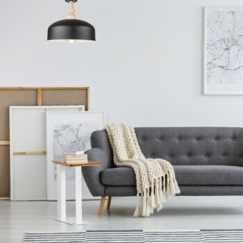 Čierne stropné svietidlo s kovovým tienidlom ø 30 cm Rina – LAMKUR – Obrázok 3