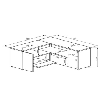 TV stolík v dekore duba v bielo-prírodnej farbe 130x46 cm Angle – TemaHome - Image 2