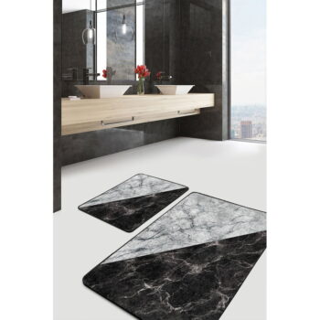 Čiernobiele kúpeľňové predložky v súprave 2 ks 60x100 cm - Mila Home - Image 2