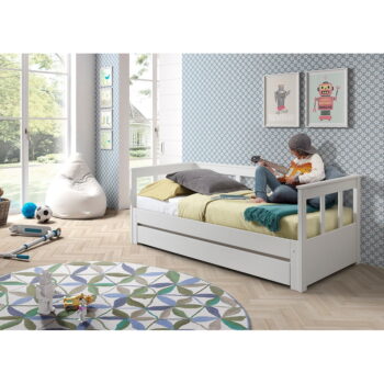 Biela detská posteľ z borovicového dreva s výsuvným lôžkom s úložným priestorom 90x200 cm PINO – Vipack - Image 4