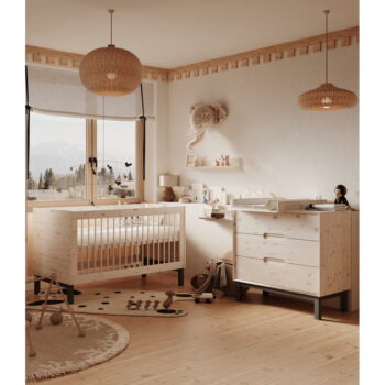 Biela nízka detská komoda z borovicového dreva 100x91 cm Country – Pinio - Image 5