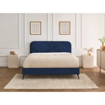 Tmavomodrá čalúnená dvojlôžková posteľ s roštom 180x200 cm Prune – Bobochic Paris – Obrázok 10