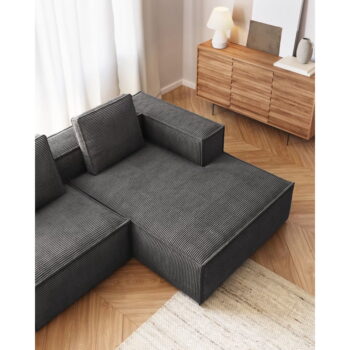 Sivá menčestrová rohová pohovka (pravý roh) Blok - Kave Home - Image 6