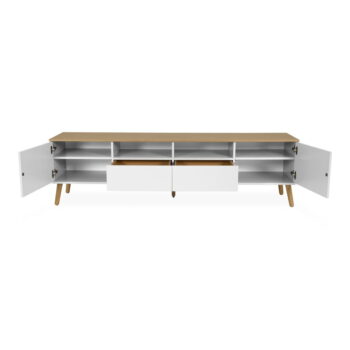 Biely TV stolík s detailmi v dekore dubového dreva Tenzo Dot, šírka 192 cm - Image 6