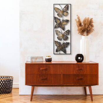 Kovová nástenná dekorácia 100x35 cm Butterfly - Wallity - Image 2