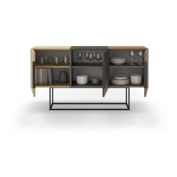 Nízka komoda v dekore duba v hnedo-prírodnej farbe 150x80 cm Titan – Marckeric - Image 3
