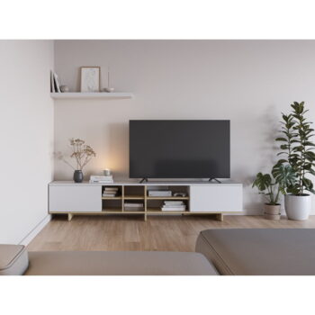 Biely TV stolík 230x44 cm Cequoia – Marckeric - Image 7