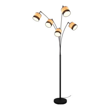 Stojacia lampa v čiernej a prírodnej farbe (výška 200 cm) Bolzano – Trio – Obrázok 5