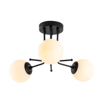 Čierne stropné svietidlo so skleneným tienidlom ø 15 cm Daisy – Opviq lights - Image 2