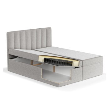 Svetlosivá boxspring posteľ s úložným priestorom 180x200 cm Novento – Maison de Rêve – Obrázok 10
