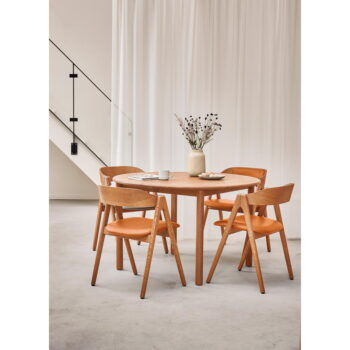 Okrúhly rozkladací jedálenský stôl z dubového dreva v prírodnej farbe ø 120 cm Noor – Hammel Furniture - Image 4