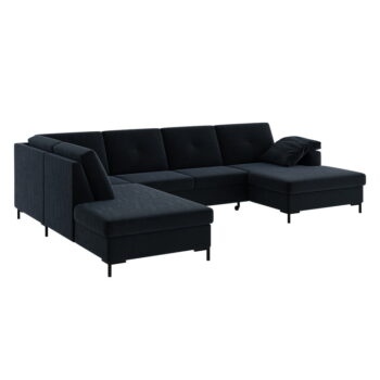 Tmavomodrá zamatová rozkladacia pohovka do "U" Ghado Moor, ľavý roh – Obrázok 2