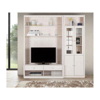Biela TV zostava z borovicového dreva 214x223 cm Anita – Støraa – Obrázok 3