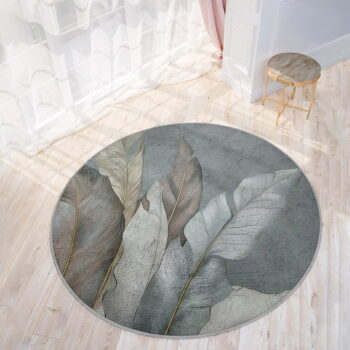 Zeleno-sivý prateľný okrúhly koberec ø 120 cm Dusty Leaves – Mila Home - Image 9