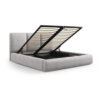 Svetlosivá čalúnená dvojlôžková posteľ s úložným priestorom s roštom 180x200 cm Brody – Mazzini Beds - Image 2