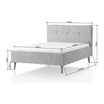 Sivohnedá čalúnená dvojlôžková posteľ 140x200 cm Smart – Meise Möbel - Image 3