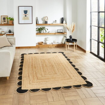 Jutový koberec v čiernej a prírodnej farbe 160x230 cm Savannah Jute – Think Rugs – Obrázok 3
