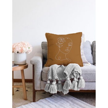 Oranžovohnedá obliečka na vankúš s prímesou bavlny Minimalist Cushion Covers Chenille, 55 x 55 cm - Image 3