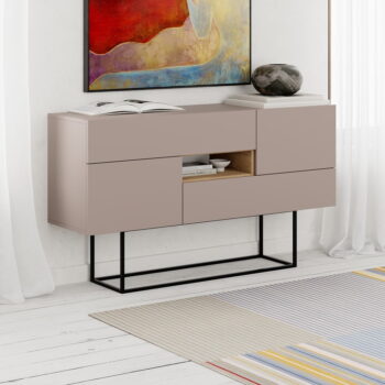 Sivo-béžová nízka komoda 145x82 cm Titan – Marckeric - Image 6