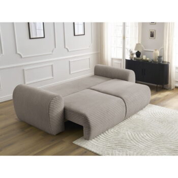 Svetlosivo-béžová menčestrová rozkladacia pohovka 257 cm Lucien – Bobochic Paris - Image 10
