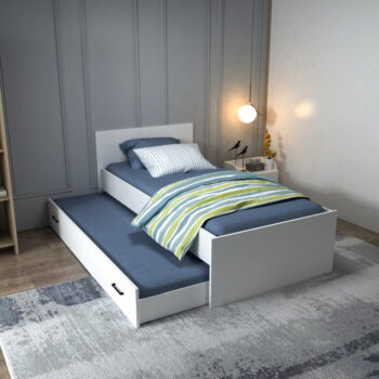Biela detská posteľ s výsuvným lôžkom 90x190 cm Sofia – Kalune Design - Image 3