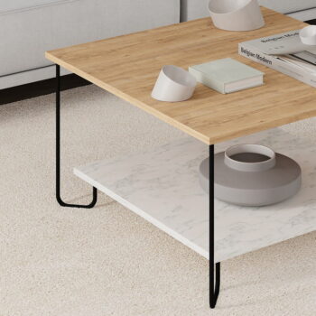 Konferenčný stolík s doskou v dubovom dekore v bielo-prírodnej farbe 80x80 cm Tonka – Marckeric – Obrázok 3