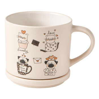 Oranžové/béžové porcelánové hrnčeky v súprave 2 ks 350 ml Cats – Brandani - Image 5