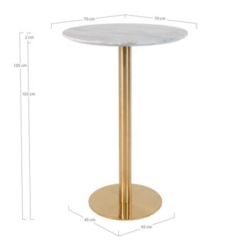 Okrúhly barový stôl s doskou v dekore mramoru ø 70 cm Bolzano – House Nordic - Image 6
