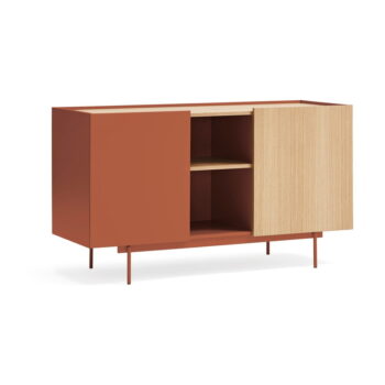 Nízka komoda v dekore duba v tehlovo-prírodnej farbe 130x78 cm Otto – Teulat - Image 2