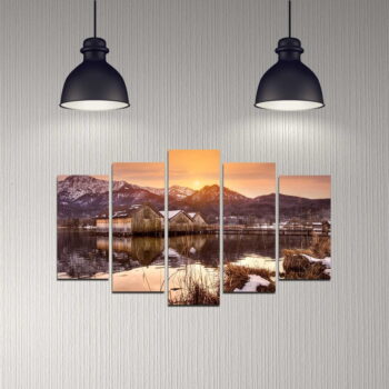 Obrazy v súprave 5 ks Winter Sunset – Wallity - Image 2