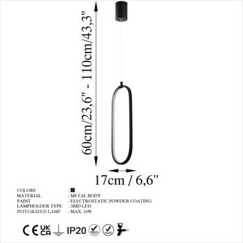 Čierne LED závesné svietidlo Can – Opviq lights – Obrázok 6