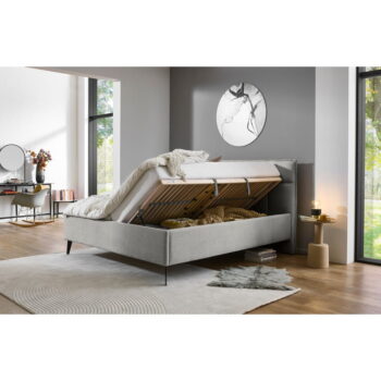 Svetlosivá dvojlôžková posteľ s úložným priestorom s roštom 200x200 cm Paulo – Meise Möbel - Image 9