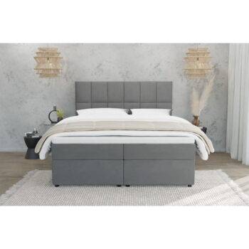 Sivá boxspring posteľ s úložným priestorom 200x200 cm Flip – Ropez - Image 3