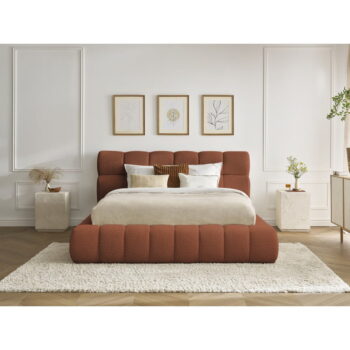 Oranžová čalúnená dvojlôžková posteľ s úložným priestorom s roštom 180x200 cm Mont Blanc – Bobochic Paris - Image 8