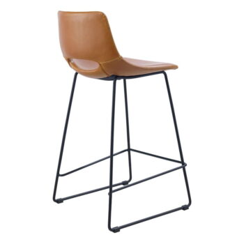 Koňakovohnedé barové stoličky z imitácie kože v súprave 2 ks (výška sedadla 65 cm) Zahara – Kave Home - Image 3