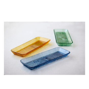 Modrý sklenený servírovací tanier 14x38 cm Kusintha - Bitz - Image 5