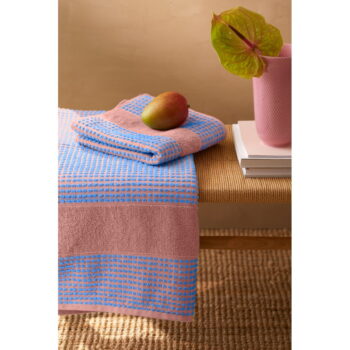 Modro-ružová froté osuška z Bio bavlny 70x140 cm Check – JUNA – Obrázok 2