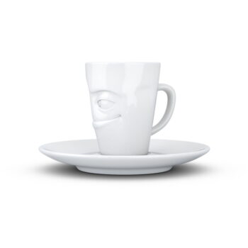 Biela usmievavá porcelánová šálka na espresso s tanierikom 58products, objem 80 ml - Image 3