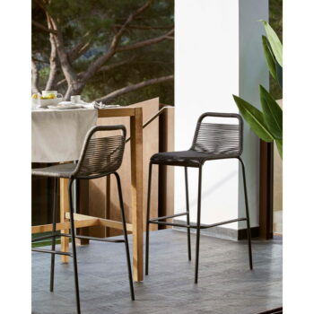 Čierna barová stolička s oceľovou konštrukciou Kave Home Glenville, výška 62 cm - Image 8